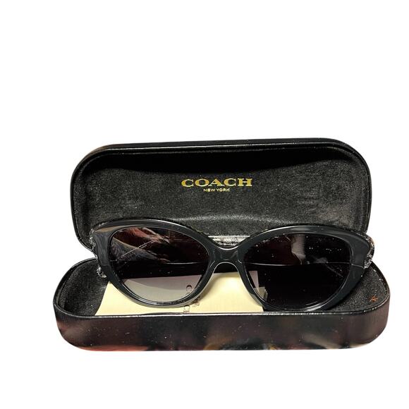 Coach Black glitter frame signature C cat eye sunglasses like New - Picture 1 of 7